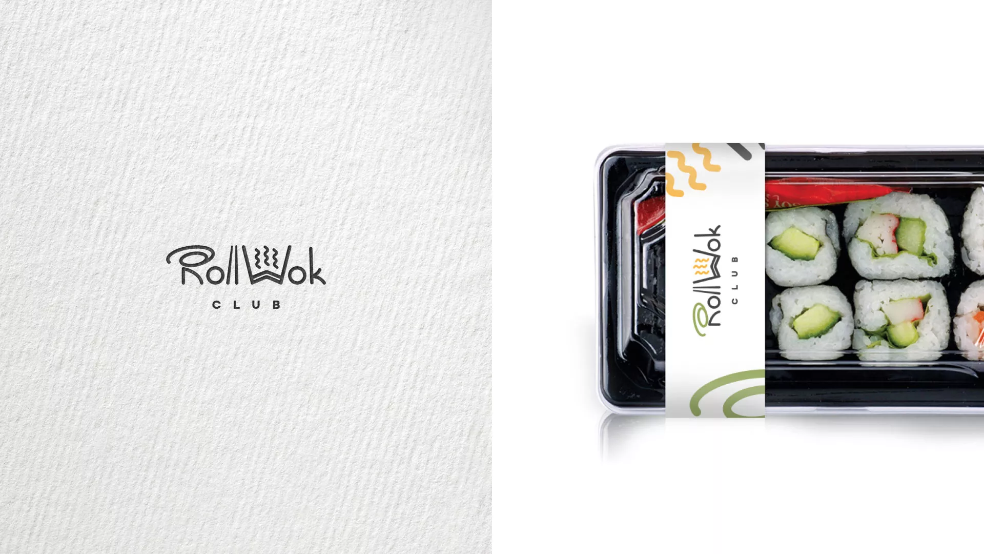 Разработка наклеек для суши-бара «Roll Wok Club» в Уфе